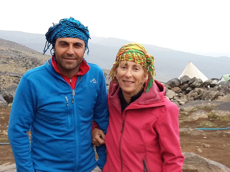 Metin Emlek, licensed guide, and Amy Beam, camp 2, Mt. Ararat, Dogubayazit, Turkey